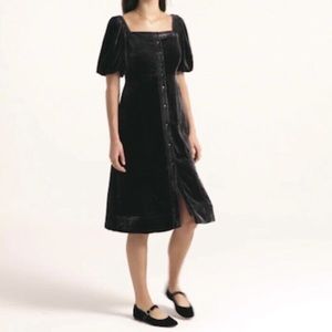 J. Crew Black Velvet Midi Dress